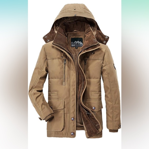 New-Men's Down Jackets Outerwear Long Cotton Coat Warm Fur Jacket Coat Overcoat - Picture 3 of 14